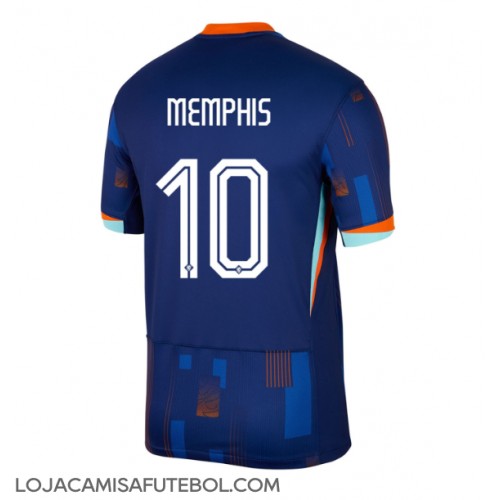 Camisa de Futebol Holanda Memphis Depay #10 Equipamento Secundário Europeu 2024 Manga Curta